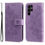 For Samsung Galaxy S23 Ultra 5G 7-petal Flowers Embossing Leather Phone Case(Purple)