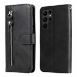 For Samsung Galaxy S23 Ultra 5G Calf Texture Zipper Leather Phone Case(Black)