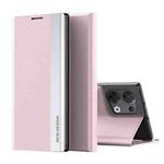 For OPPO Reno8 Side Electroplated Magnetic Leather Phone Case(Pink)