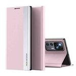 For Xiaomi 12T / 12T Pro / Redmi K50 Ultra Side Electroplated Magnetic Leather Phone Case(Pink)