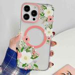 For iPhone 14 Flowers Dual-side Laminating Magsafe Phone Case(Pink)