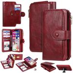 For iPhone X / XS Multifunctional Retro Detachable Magnetic Horizontal Flip Leather Case with Card Slots & Holder & Wallet & Photo Frame(Red)