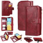 For iPhone 11 Multifunctional Retro Detachable Magnetic Horizontal Flip Leather Case with Card Slots & Holder & Wallet & Photo Frame(Red)