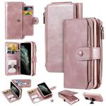 For iPhone 11 Pro Multifunctional Retro Detachable Magnetic Horizontal Flip Leather Case with Card Slots & Holder & Wallet & Photo Frame(Rose Gold)