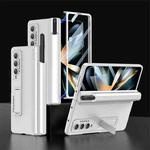 For Samsung Galaxy Z Fold4 GKK Integrated Magnetic Full Coverage Phone Case with Pen Drawer(Silver)