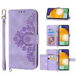 For Xiaomi Redmi Note 10 4G/Note 10S 4G/Poco M5s 4G/Note 11 SE India Skin-feel Flowers Embossed Wallet Leather Phone Case(Purple)