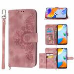 Skin-feel Flowers Embossed Wallet Leather Phone Case For Xiaomi Redmi Note 11T Pro/Note 11T Pro+ 5G/Poco X4 GT 5G/Redmi K50i(Pink)