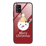For Samsung Galaxy A21s Christmas Glass Phone Case(Snowman)