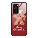 For Huawei P40 Christmas Glass Phone Case(Brown Toy Bear)