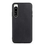 For Sony Xperia 5 IV Accurate Hole Lambskin Texture Genuine Leather Phone Case(Black)