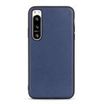 For Sony Xperia 5 IV Accurate Hole Lambskin Texture Genuine Leather Phone Case(Blue)