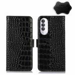 For Xiaomi Redmi A1+ Crocodile Top Layer Cowhide Leather Phone Case(Black)