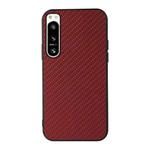 For Sony Xperia 5 IV Accurate Hole Carbon Fiber Texture PU Phone Case(Red)