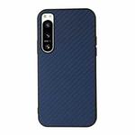 For Sony Xperia 5 IV Accurate Hole Carbon Fiber Texture PU Phone Case(Blue)