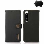 For Sony Xperia 5 IV KHAZNEH Custer Genuine Leather RFID Phone Case(Black)