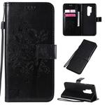 For OnePlus 8 Pro Tree & Cat Pattern Pressed Printing Horizontal Flip PU Leather Case with Holder & Card Slots & Wallet & Lanyard(Black)