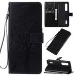 For OPPO Find X2 Pro Tree & Cat Pattern Pressed Printing Horizontal Flip PU Leather Case with Holder & Card Slots & Wallet & Lanyard(Black)