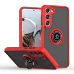 For Samsung Galaxy S23 5G Q Shadow I Ring Kickstand PC and TPU Hybrid Phone Case(Red)