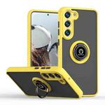 For Samsung Galaxy S23 5G Q Shadow I Ring Kickstand PC and TPU Hybrid Phone Case(Yellow)