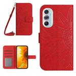 For Motorola Moto Edge 30 Ultra Skin Feel Sun Flower Pattern Flip Leather Phone Case with Lanyard(Red)