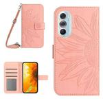 For Motorola Moto Edge 30 Ultra Skin Feel Sun Flower Pattern Flip Leather Phone Case with Lanyard(Pink)