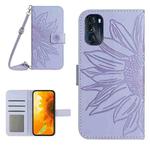 For Motorola Moto G 5G 2022 Skin Feel Sun Flower Pattern Flip Leather Phone Case with Lanyard(Purple)