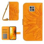 For Motorola Moto G Power 2021 Skin Feel Sun Flower Pattern Flip Leather Phone Case with Lanyard(Yellow)
