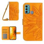 For Motorola Moto G60 Skin Feel Sun Flower Pattern Flip Leather Phone Case with Lanyard(Yellow)