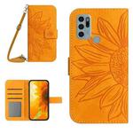 For Motorola Moto G60S Skin Feel Sun Flower Pattern Flip Leather Phone Case with Lanyard(Yellow)
