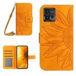 For Motorola Moto G72 5G Skin Feel Sun Flower Pattern Flip Leather Phone Case with Lanyard(Yellow)