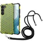 For Samsung Galaxy S23 5G Lanyard Honeycomb Phone Case(Green)
