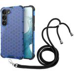 For Samsung Galaxy S23 5G Lanyard Honeycomb Phone Case(Blue)