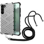 For Samsung  Galaxy S23+ 5G Lanyard Honeycomb Phone Case(White)