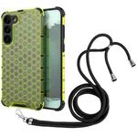 For Samsung  Galaxy S23+ 5G Lanyard Honeycomb Phone Case(Green)
