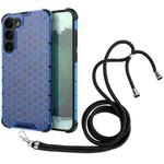For Samsung  Galaxy S23+ 5G Lanyard Honeycomb Phone Case(Blue)