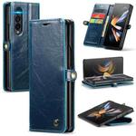 For Samsung Galaxy Z Fold4 CaseMe 003 Crazy Horse Texture Leather Phone Case(Blue)