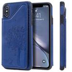 For iPhone XS Max Cat Tree Embossing Pattern Shockproof Protective Case with Card Slots & Photo Frame & Holder(Blue)