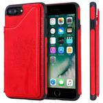 For iPhone 8 Plus & 7 Plus Cat Tree Embossing Pattern Shockproof Protective Case with Card Slots & Photo Frame & Holder(Red)