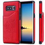 For Galaxy Note 8 Cat Tree Embossing Pattern Shockproof Protective Case with Card Slots & Photo Frame & Holder(Red)
