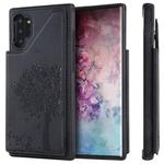 For Galaxy Note 10+ Cat Tree Embossing Pattern Shockproof Protective Case with Card Slots & Photo Frame & Holder(Black)