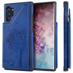 For Galaxy Note 10+ Cat Tree Embossing Pattern Shockproof Protective Case with Card Slots & Photo Frame & Holder(Blue)
