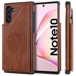 For Galaxy Note 10 Cat Tree Embossing Pattern Shockproof Protective Case with Card Slots & Photo Frame & Holder(Brown)