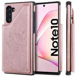 For Galaxy Note 10 Cat Tree Embossing Pattern Shockproof Protective Case with Card Slots & Photo Frame & Holder(Rose Gold)