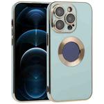 For iPhone 12 Pro Max Electroplated TPU Phone Case(Light Cyan)