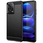 For Xiaomi Redmi Note 12 Pro 5G China Brushed Texture Carbon Fiber TPU Case(Black)