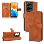 For vivo V25 5G / V25e / X80 Lite Skin Feel Magnetic Flip Leather Phone Case(Brown)