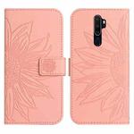 For OPPO A9 2020/A5 2020 Skin Feel Sun Flower Pattern Flip Leather Phone Case with Lanyard(Pink)