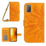 For OPPO A52/A72/A92 Skin Feel Sun Flower Pattern Flip Leather Phone Case with Lanyard(Yellow)