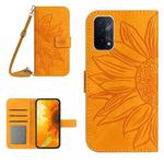 For OPPO A54 5G/A74 5G/A93 5G/A93S 5G Skin Feel Sun Flower Pattern Flip Leather Phone Case with Lanyard(Yellow)