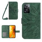 For OPPO A57 4G/A57 5G/A77 4G/A77 5G Skin Feel Sun Flower Pattern Flip Leather Phone Case with Lanyard(Green)
